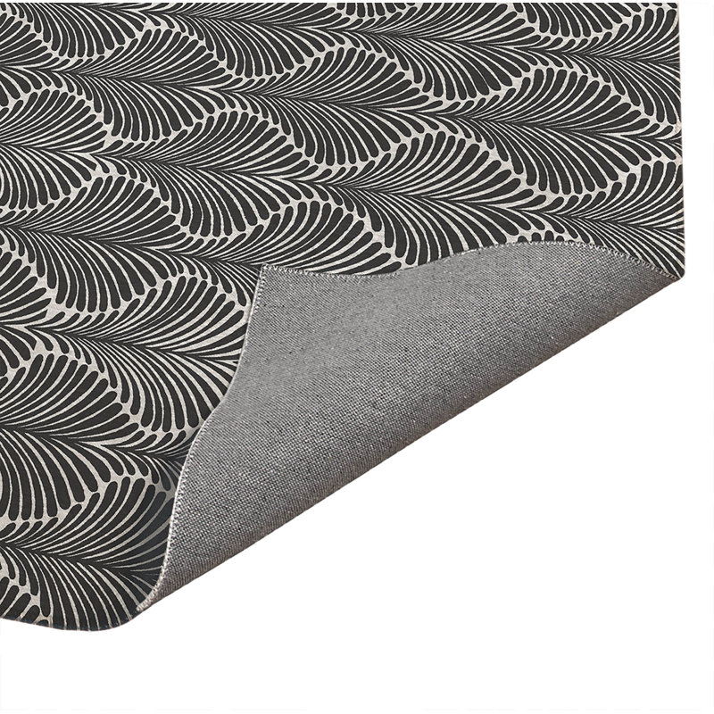 Tapis de cuisine antidérapant Elegant Palms, Rectangle 4pi x 6 pi, Ivoire/gris anthracite