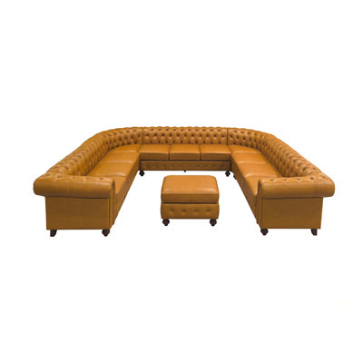 Canapé modulaire en cuir Chesterfield