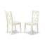 L'ensemble de salle à manger 3 pièces comprend 1 table à piédestal et 2 chaises en bois blanc avec double dossier en X - finition lin blanc-941983531-941983534-941983532