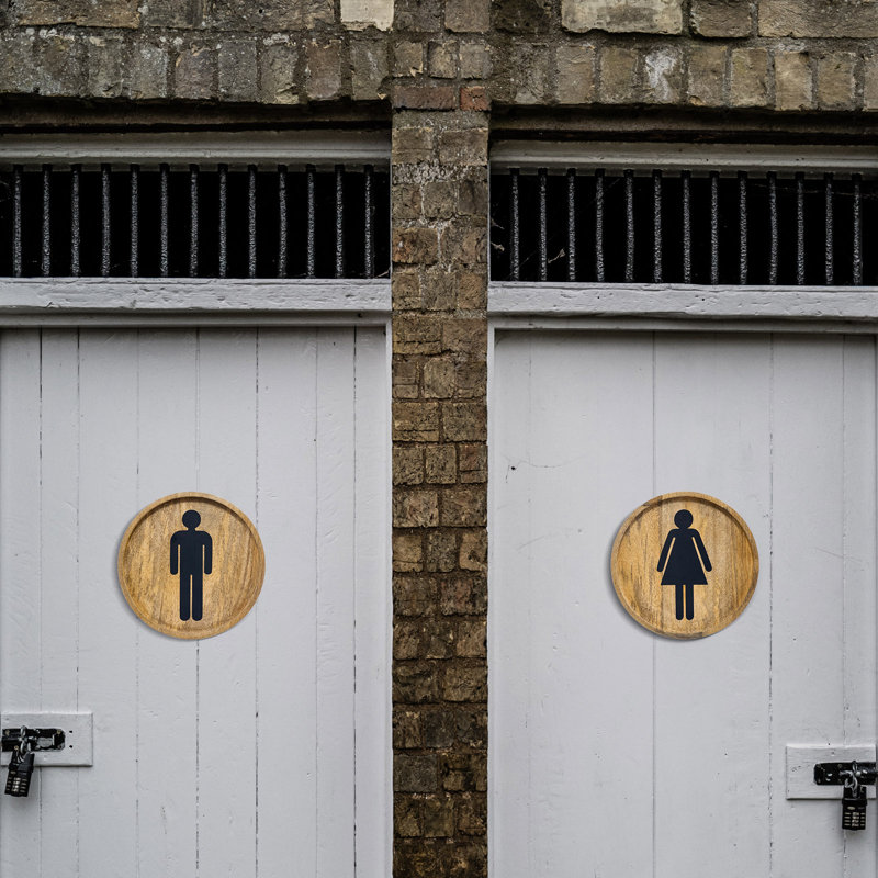 Wood Wall Decoration Mens and Womens Bathroom Signs