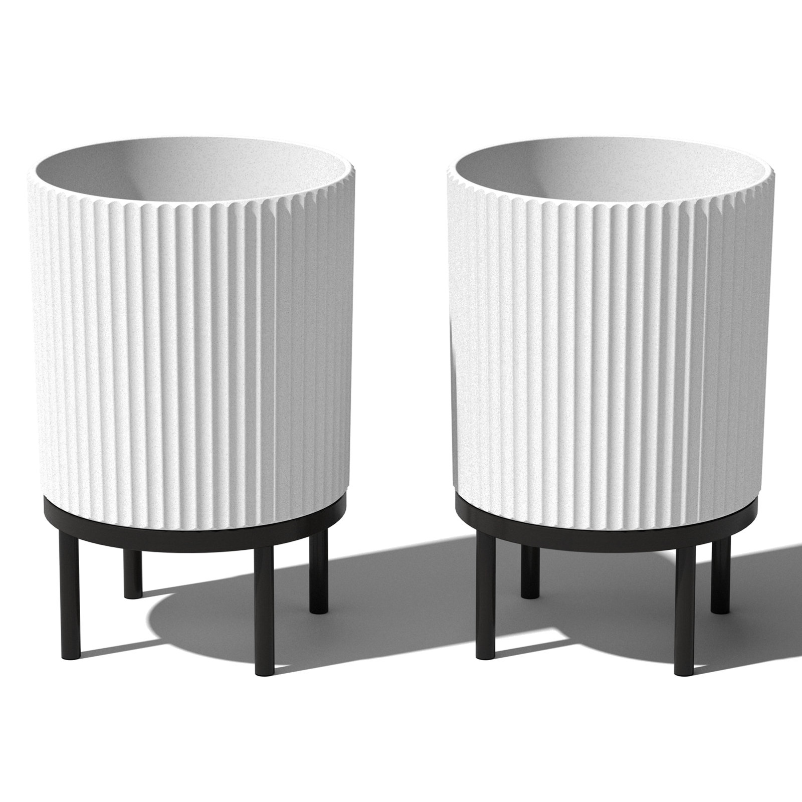 Demi Series Planter with Stand, 2, White/Black, 22" H x 14.75" W x 14.75" D