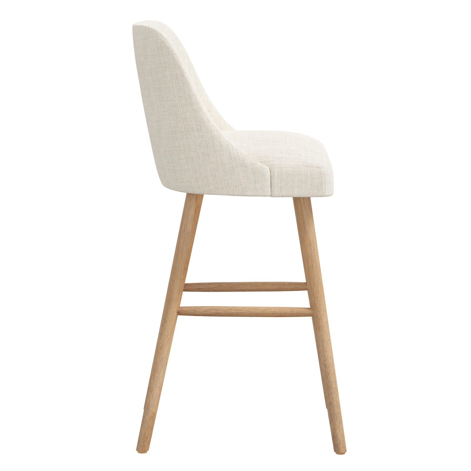 Gallie Stool, Bar Stool (31" Seat Height), Natural Wood, Classic Talc Linen