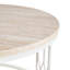 Table basse ronde en panneau de fibres à densité moyenne avec texture effet pierre, diamètre de 27,5 pouces. Table basse ronde pour le salon. Table basse ronde de style Wabi-sabi avec des pieds en métal robustes et un assemblage facile.