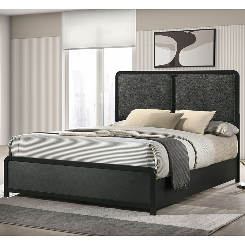 Grand lit tapissier noir Burton