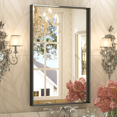 Miroir mural français en verre trempé et en alliage d'aluminium