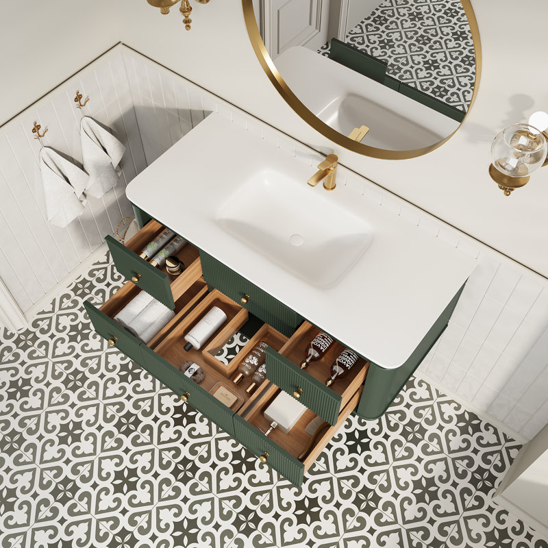 48" Solid Wood Bathroom Vanity Green