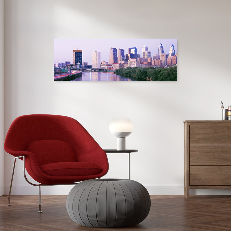 «Philadelphia Pa», art abstrait contemporain, art mural de la ville, H 12 po x l 36 po
