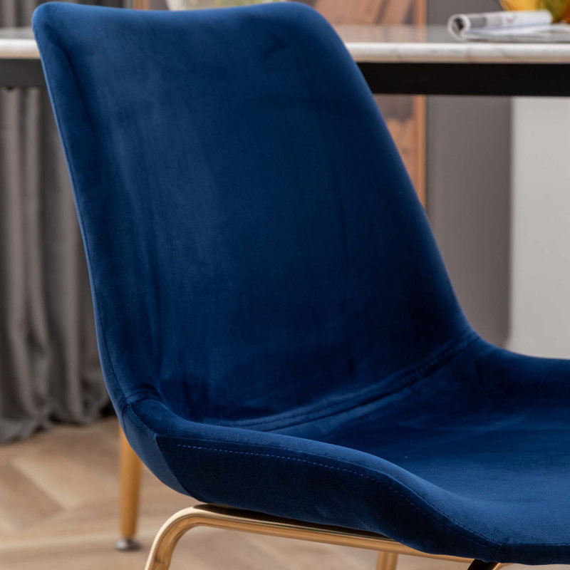 Chaise de salle à manger en velours, Bleu