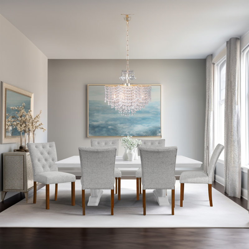 Maritere Tufted Back Parson Dining Chair, Gray