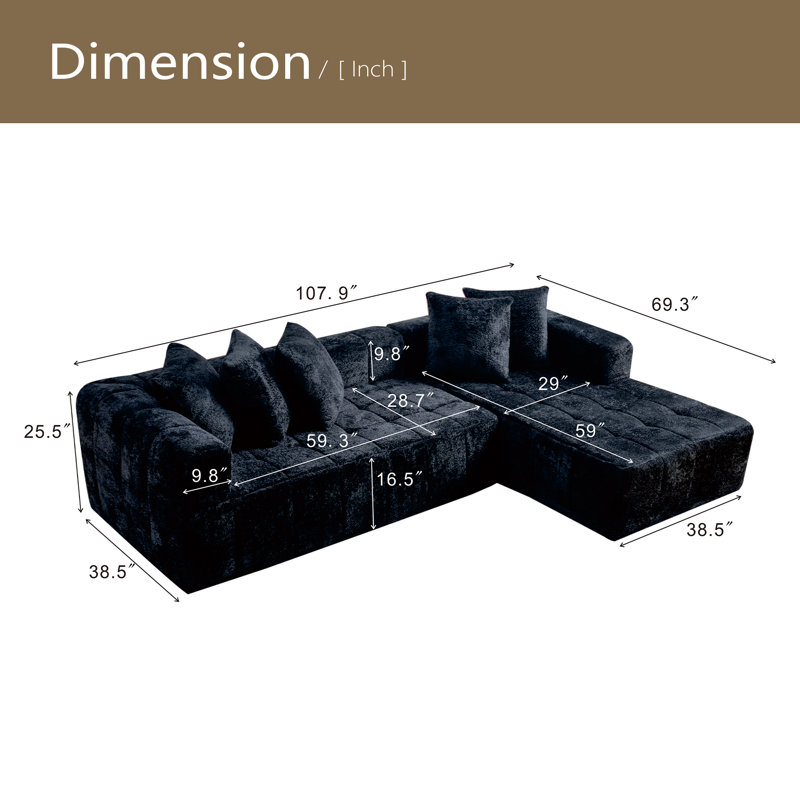 Canapé modulaire 107,9 po Cloud, Noir