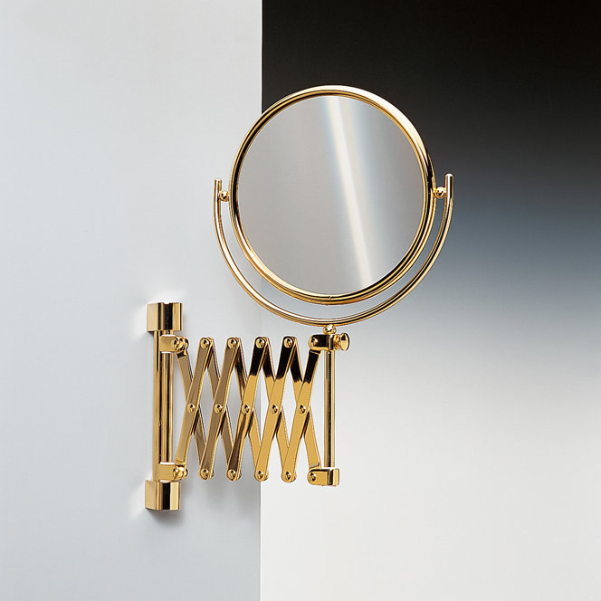 Miroir double à double surface à fixation murale moderne, Or, 5X