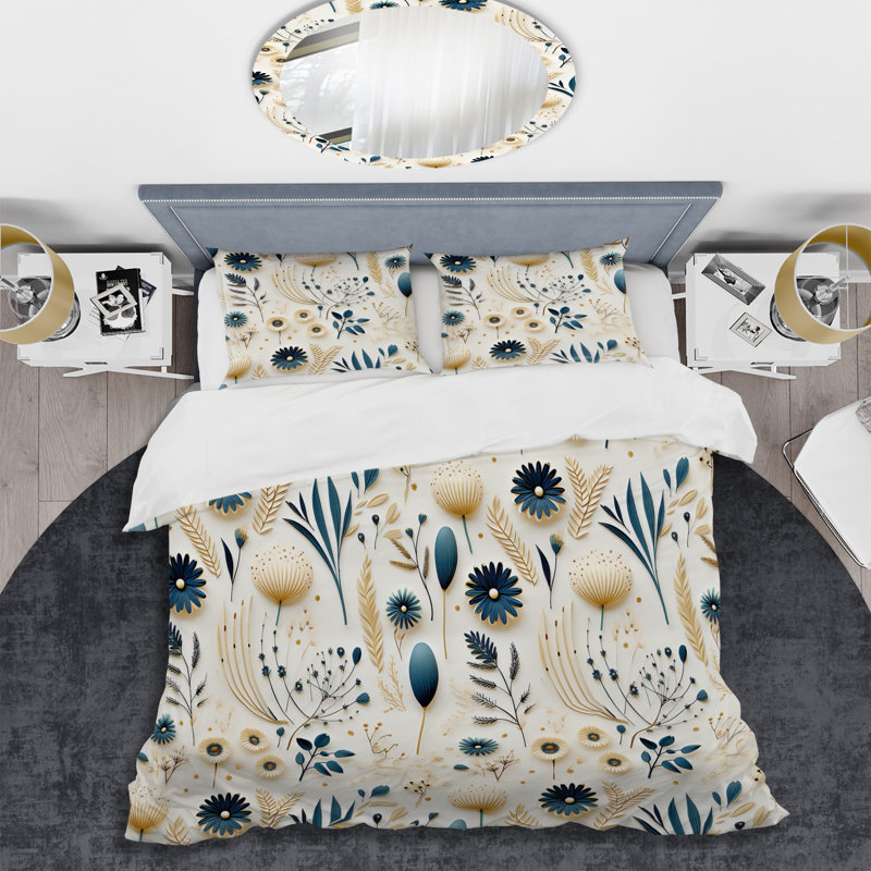 Ensemble de housse de couette bleu et blanc, Housse de couette simple + 1 taie décorative stan