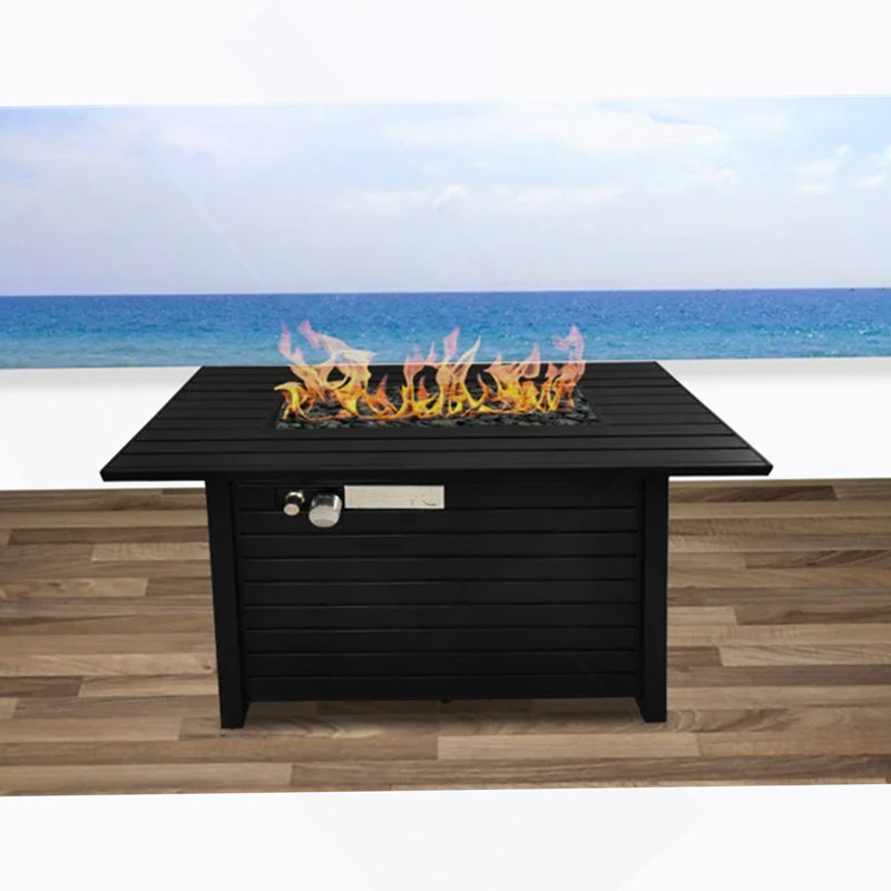 Table de foyer d'extérieur en acier avec couvercle H 25 po x l 42 po