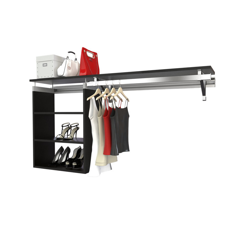 Tablette simple à suspendre avec casier, Espresso, 36,50 po x 88 po x 12,25 po