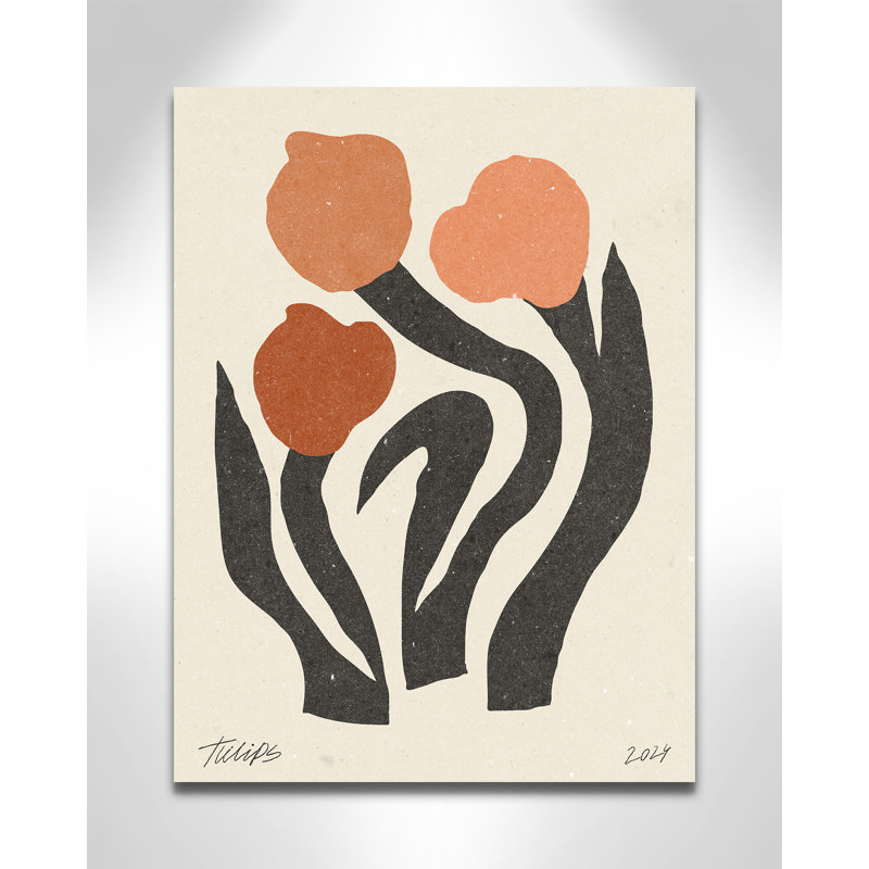 Imprimé de fleurs modernes par NKTN, Sans cadre, L 18 po x H 24 po, Toile tendue