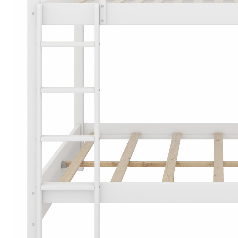 Lit superposé en bois avec échelle, Blanc