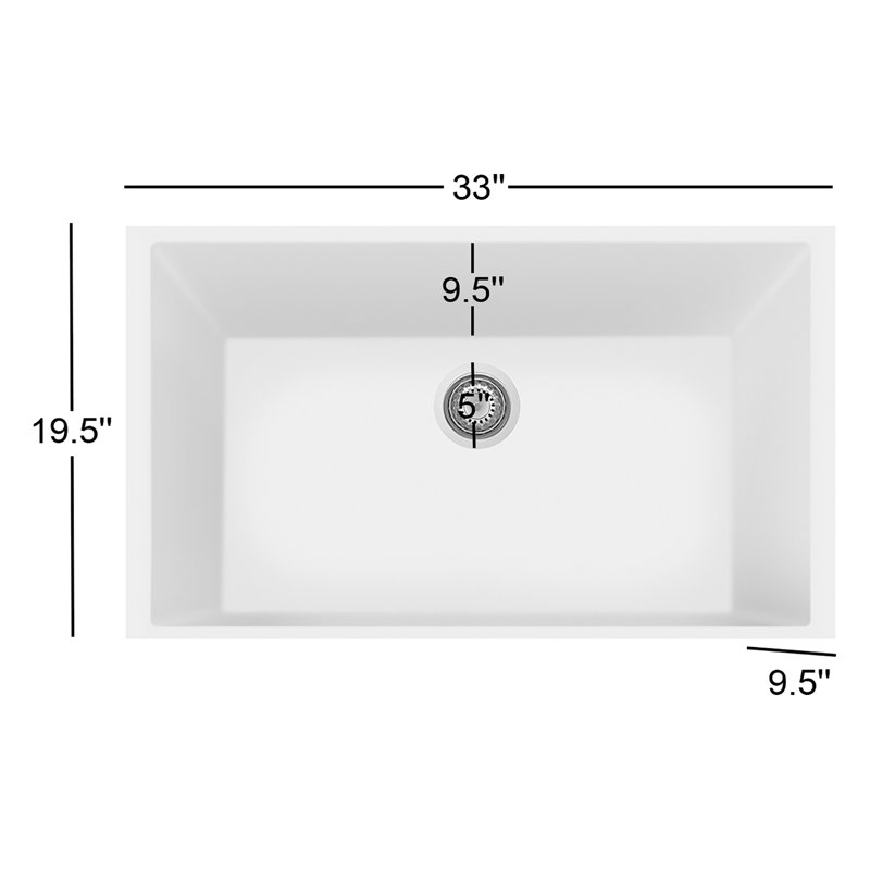 33" L x 19.5" W Undermount Quartz Kitchen Sink, Brown