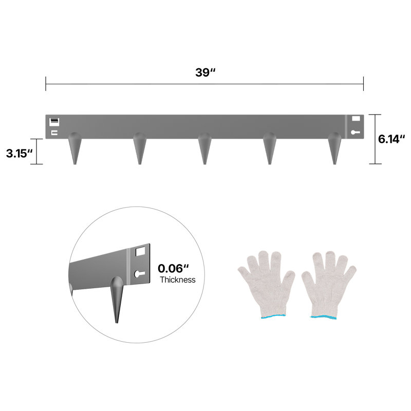 Bordure de bordure en acier antirouille 39 po, H 0,5 pi x l 3,25 pi, Gris foncé