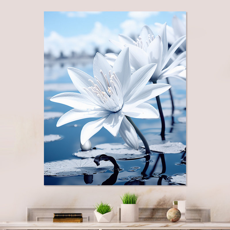 «Blue Lily Flower Field», impression d'art mural en métal lys, H 20 po x l 12 po