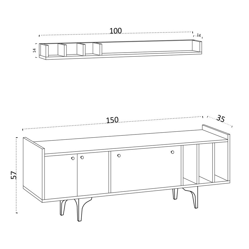 Gylfi Unfinished Entertainment Centre for TVs up to 65"