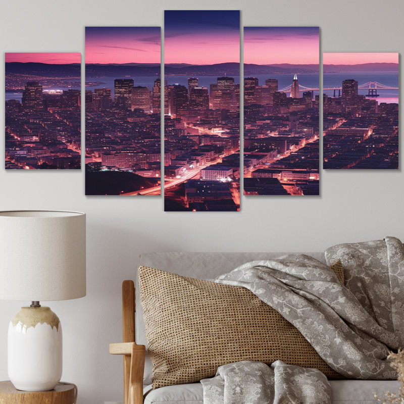 Seitz - Art mural sur toile Cityscapes - 5 panneaux