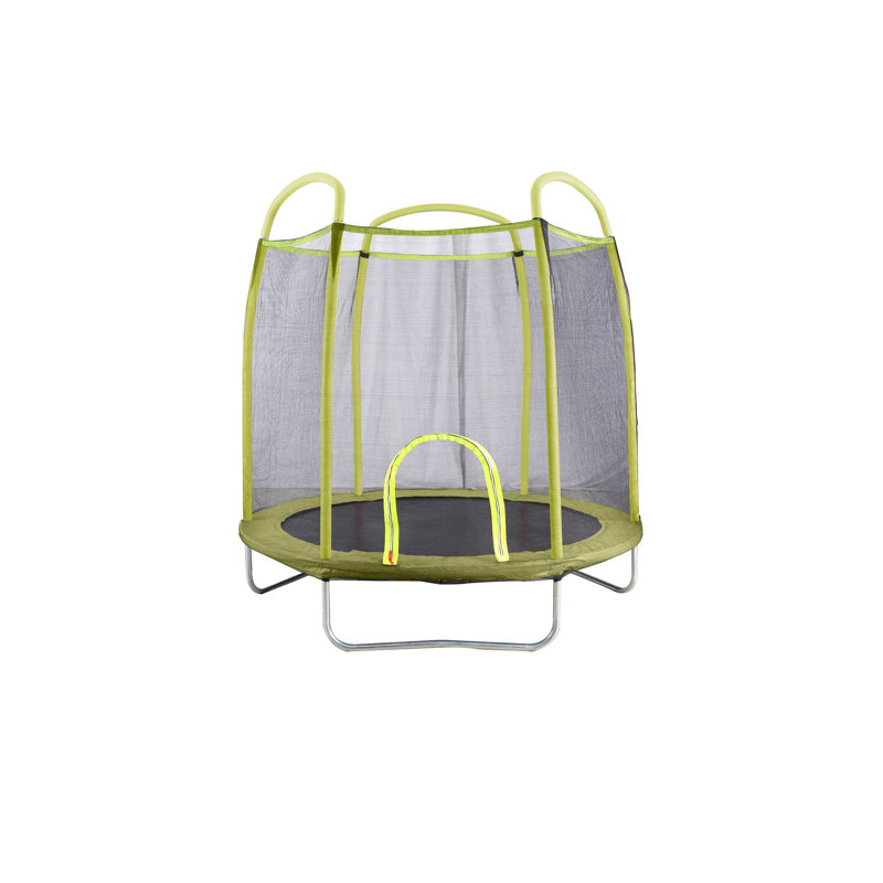 Yellow 7-Foot Kids' Round Trampoline with Enclosure
