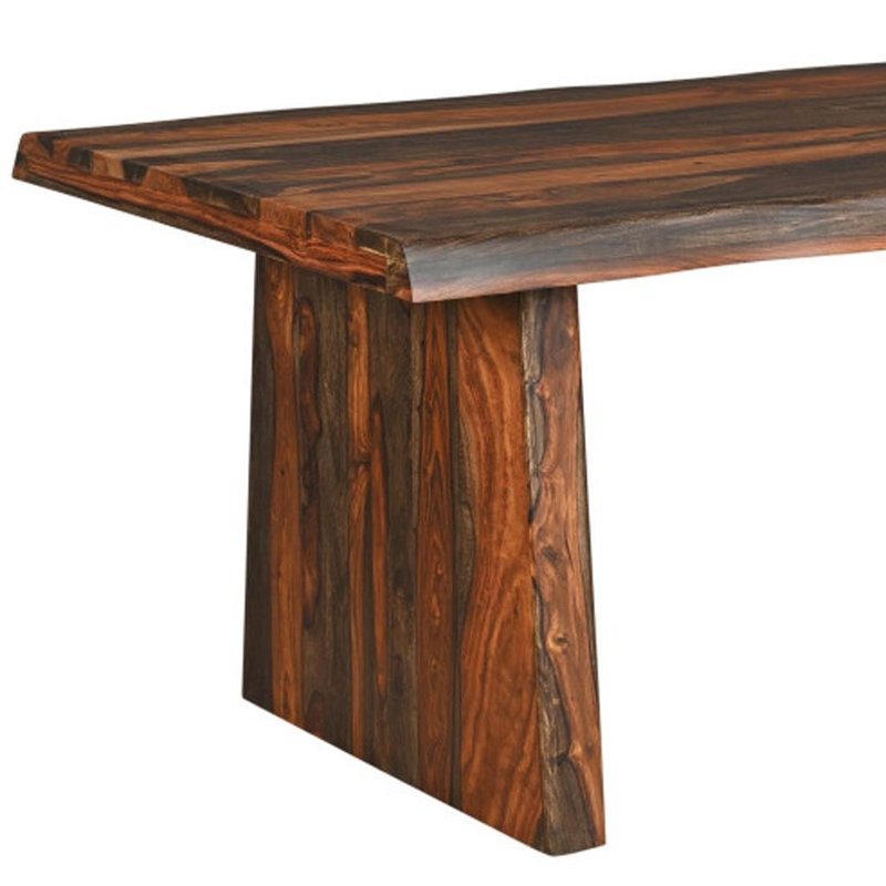 Table de salle à manger 86 "en bois massif brun foncé, H 30 po x l 86 po x P 40 po