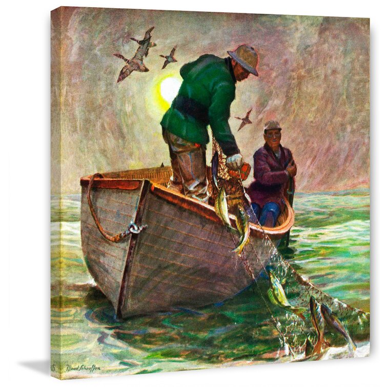 Fishing with Nets by Mead Schaeffer Painting Print On Wrapped Canvas Breakwater Bay Size: 24 H x 24 W x 1.5 D