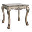 Table de bout carrée Classic Decor en blanc os rétro avec incrustation exquise et fond en ornements complexes