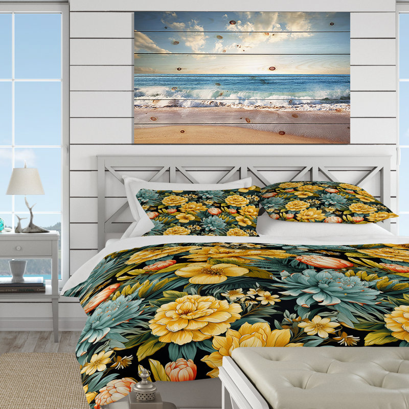 Literie ananas Serenity Tropical, Housse de couette pour très grand lit et 2 très