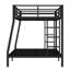 Black Full XL over Queen Metal Bunk Bed with Ladder, Space Saving, Sturdy Frame, No Box Spring