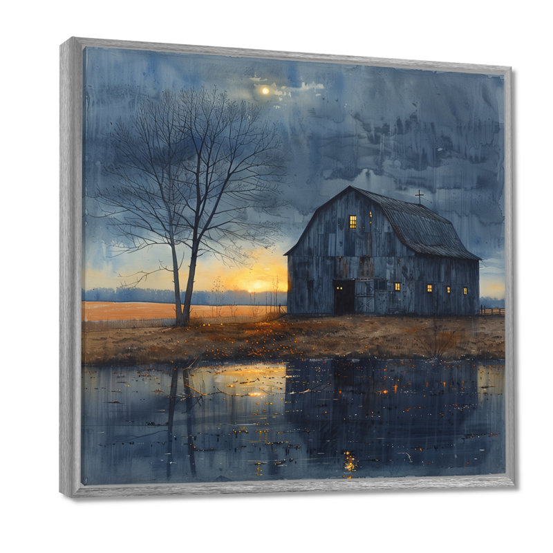 Lumière de l'hiver grange d'hiver II - impressions sur toile de grange, H 30 po x l 30 po x P 1 po