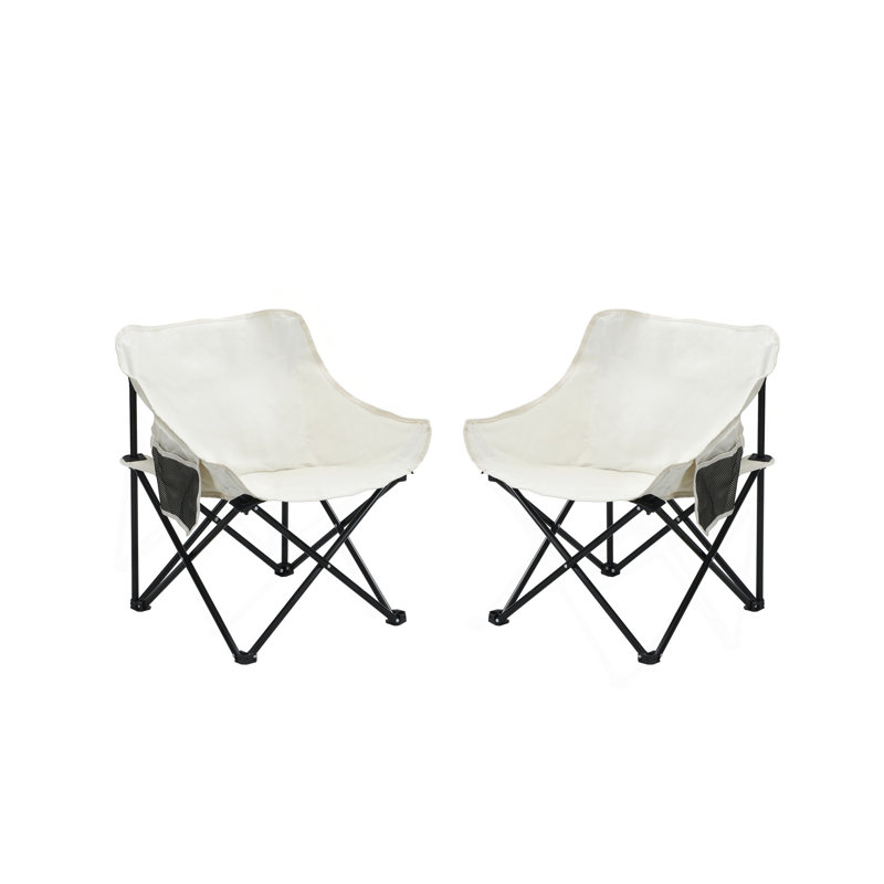 2 chaises de camping d'extérieur pliables / portatives, sac de transport, Beige