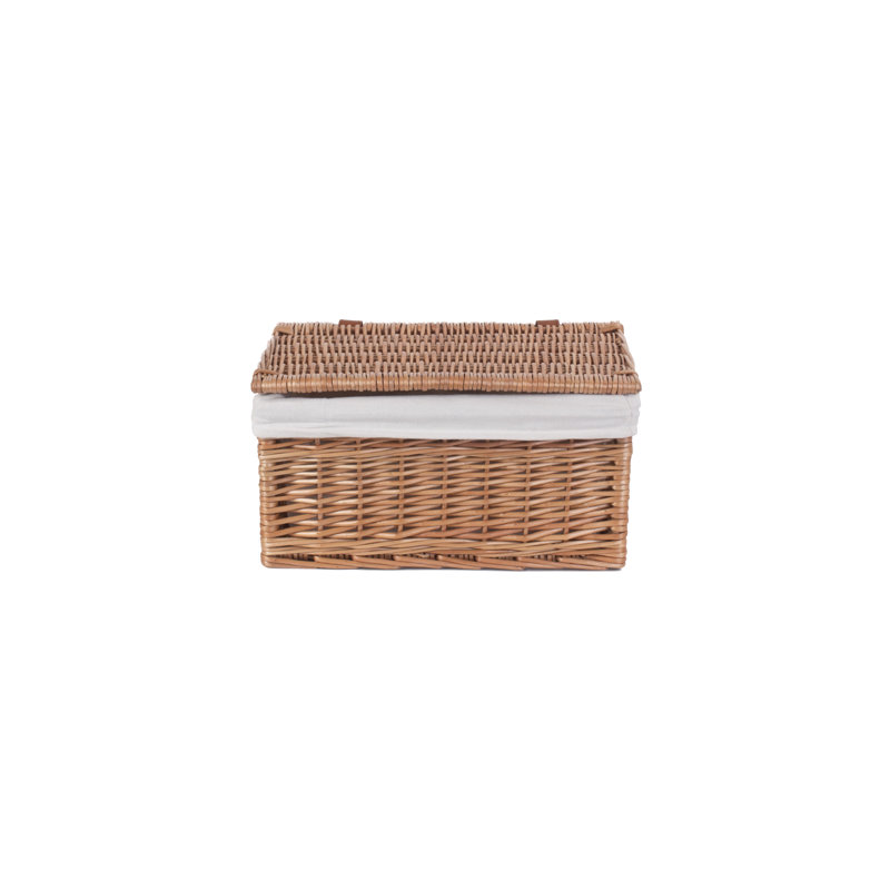 Wicker Storage Basket Hamper with Lining, Double Steamed/White Lining , 19 cm H x 25 cm W x 37 cm D