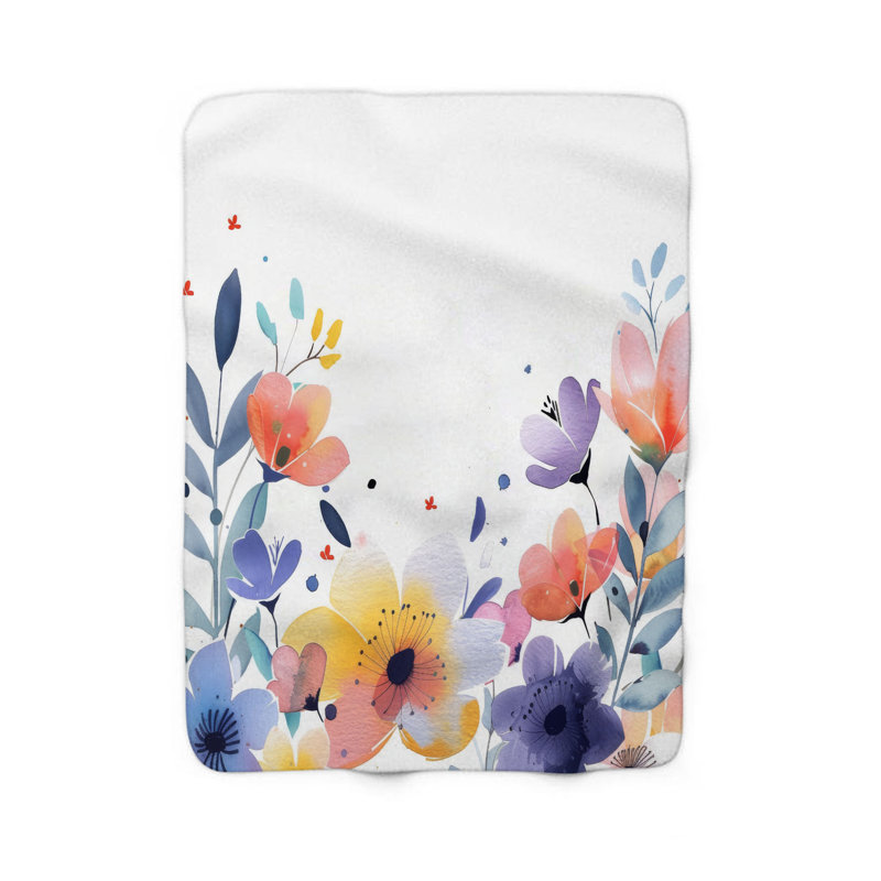 Bouquet de printemps dans une couverture aquarelle, L 80 po x l 60 po