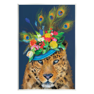 Cheetah with Feather Hat Wall Plaque Art by Kamdon Kreations