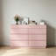 Commode rose à 6 tiroirs avec miroir rabattable, commode en panneau de particules de mélamine 12 mm de qualité P2, armoire de rangement de maquillage pour chambre à coucher 47,24 po x 15,75 po x 33,66 po-126088770