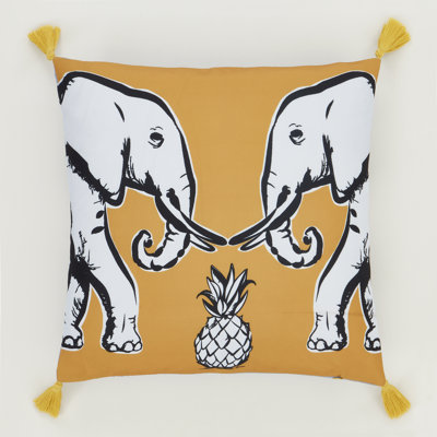 Tembo Elephant Tassel Scatter Cushion with Filling