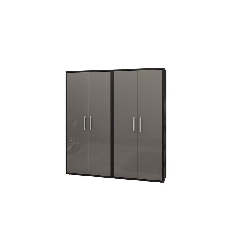 Eiffel 35" Modern Garage Storage Cabinet Set with Adjustable Shelves in Gray, Black/Gray