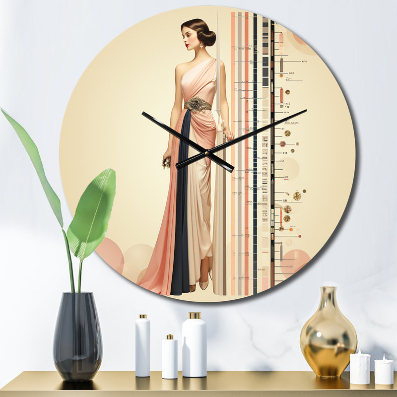 Horloge murale Art Nouveau Elegant Glamour Portrait II, Moyenne