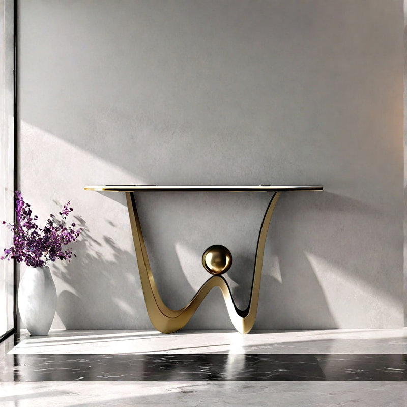 Console Modern Minimalist Art Design, Or champagne, H 33,46 po x l 47,24 po x P 13,78 po