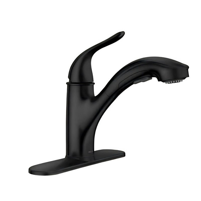 Moen Brecklyn Single-Handle Pull-Out Sprayer Kitchen Faucet with Power Clean in Spot Resist, Matte Black