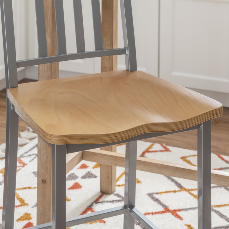 Ockton Counter Stool with Metal Frame, Silver