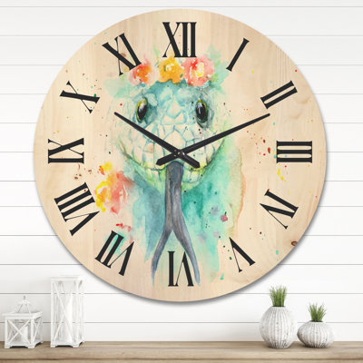 Horloge murale Portrait d'un serpent en fleurs