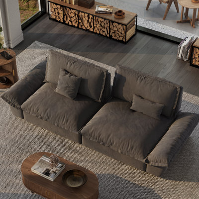 104.33" Extra Deep Gray Sofa Stain Resistant Cozy Pet-Friendly Couch With Adjustable Backrest