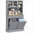 Kitchen Pantry Storage Cabinet, 68” Freestanding Hutch with Charging Station, Tilt-Out Trash, Microwave Stand, Gray | MDF | Particleboard-345277316
