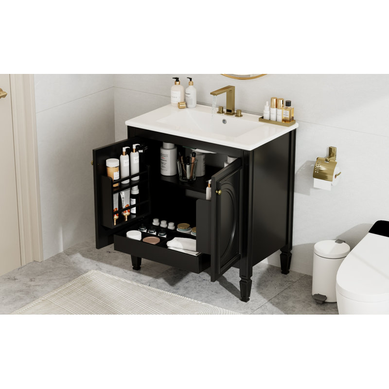 Meuble-lavabo 30 po avec lavabo, Noir