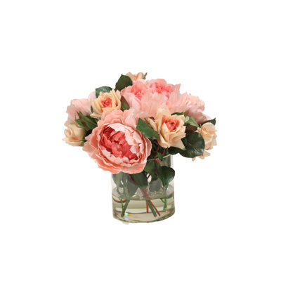 Rose Faux Floral Arrangement in Vase