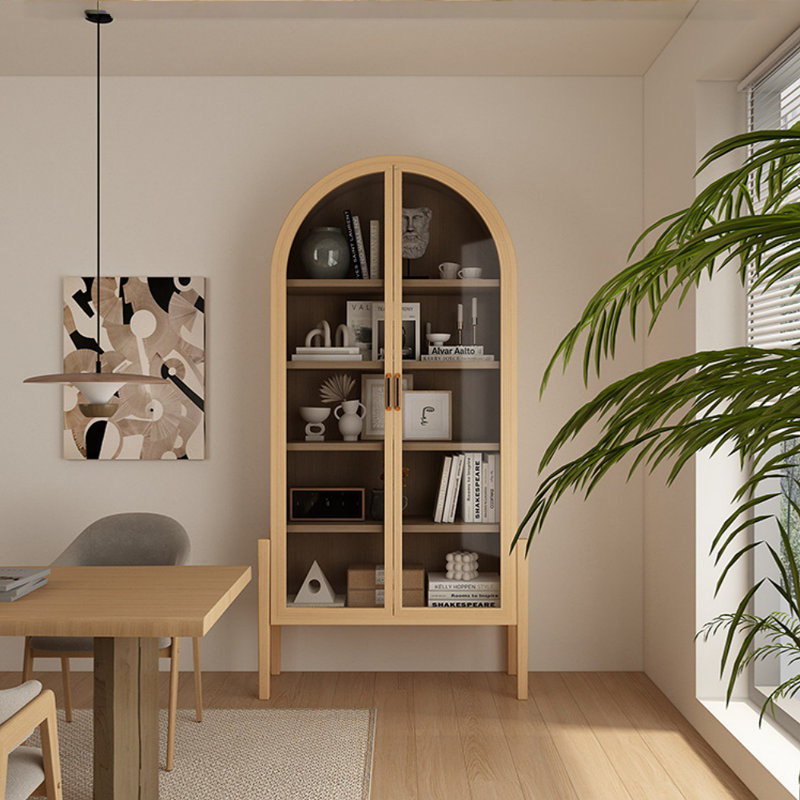 Vitrine en bois massif rétro de style français, Brun noyer