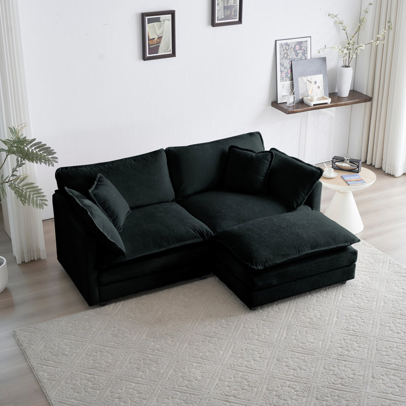 Solid Wood Chenille With For Living Areas Two Small Area, Black. Construction, High Textile & Sponge. Customizable Layout, Relaxing, Easy To Build